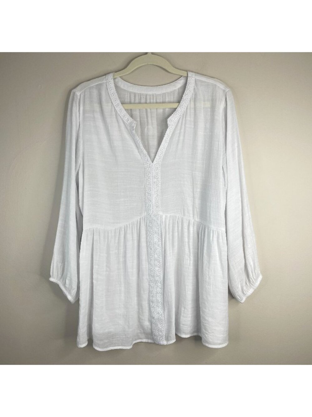 Boutique Top Womens Large Boho Beach Sheer Euro Summer Coastal Tunic Peasant